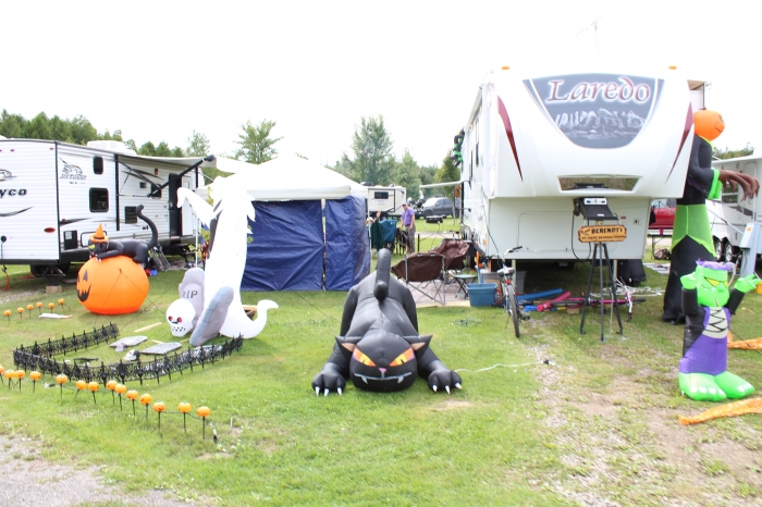 Trailer decorated forHalloween